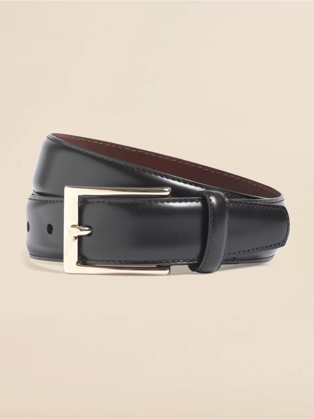 NWT Brooks Brothers Black Leather Belt with Gold Buckle